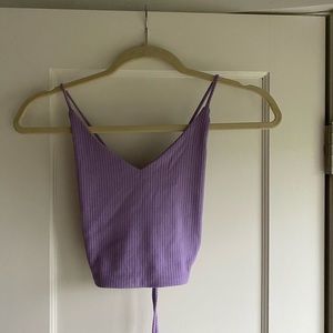 Ribbed tank top with cross tied back